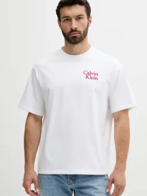Calvin Klein Jeans t-shirt bawełniany męski kolor biały z aplikacją LV04RC808G