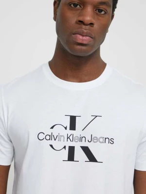 Calvin Klein Jeans t-shirt bawełniany męski kolor biały z nadrukiem