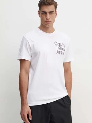 Calvin Klein Jeans t-shirt bawełniany męski kolor biały z nadrukiem J30J325680