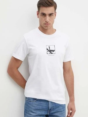 Calvin Klein Jeans t-shirt bawełniany męski kolor biały z nadrukiem J30J325687