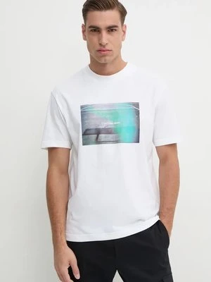 Calvin Klein Jeans t-shirt bawełniany męski kolor biały z nadrukiem J30J326869