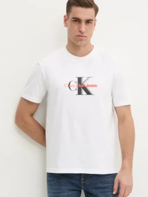Calvin Klein Jeans t-shirt bawełniany męski kolor biały z nadrukiem J30J327471