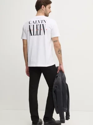 Calvin Klein Jeans t-shirt bawełniany męski kolor biały z nadrukiem J30J327473