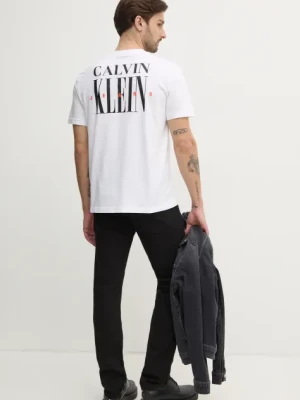 Calvin Klein Jeans t-shirt bawełniany męski kolor biały z nadrukiem J30J327473