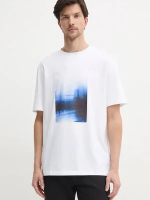 Calvin Klein Jeans t-shirt bawełniany męski kolor biały z nadrukiem J30J327477