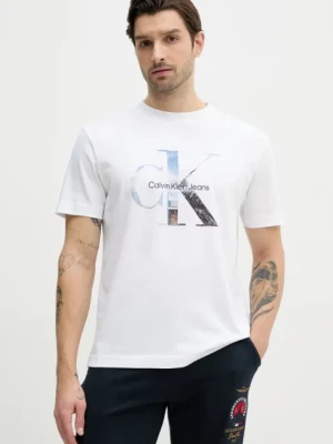 Calvin Klein Jeans t-shirt bawełniany męski kolor biały z nadrukiem J30J327483