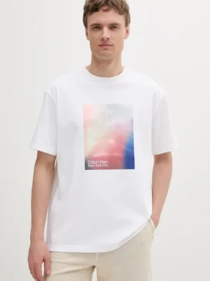 Calvin Klein Jeans t-shirt bawełniany męski kolor biały z nadrukiem LV04RAB811