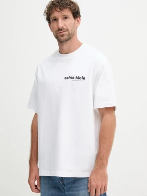Calvin Klein Jeans t-shirt bawełniany męski kolor biały z nadrukiem LV04RC829G