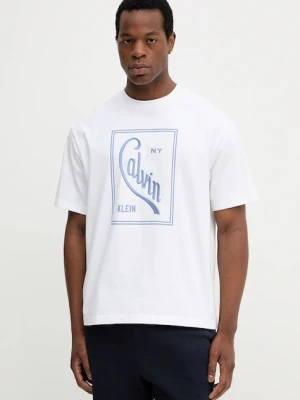 Calvin Klein Jeans t-shirt bawełniany męski kolor biały z nadrukiem LV04RC836G