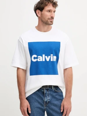 Calvin Klein Jeans t-shirt bawełniany męski kolor biały z nadrukiem LV04RD813G