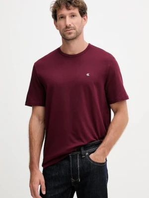 Calvin Klein Jeans t-shirt bawełniany męski kolor bordowy gładki LV040HM265