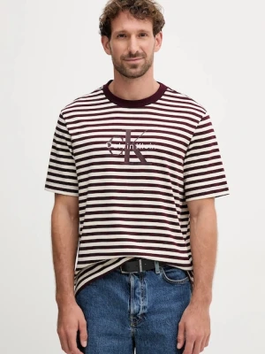 Calvin Klein Jeans t-shirt bawełniany męski kolor bordowy wzorzysty LV04RD204G