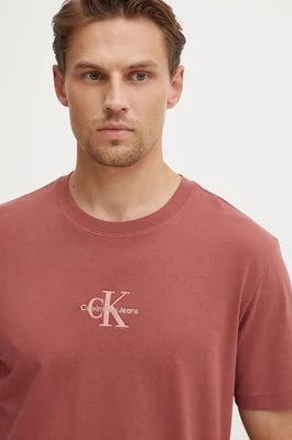 Calvin Klein Jeans t-shirt bawełniany męski kolor bordowy z aplikacją J30J325649