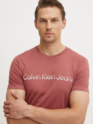 Calvin Klein Jeans t-shirt bawełniany męski kolor bordowy z nadrukiem J30J325676