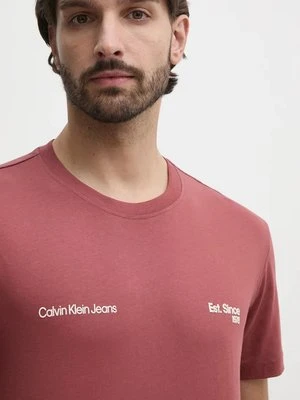 Calvin Klein Jeans t-shirt bawełniany męski kolor bordowy z nadrukiem J30J326867