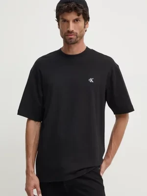 Calvin Klein Jeans t-shirt bawełniany męski kolor czarny gładki J30J326458