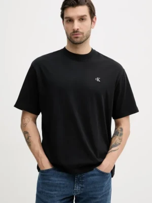 Calvin Klein Jeans t-shirt bawełniany męski kolor czarny gładki LV040HM229