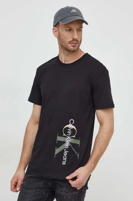 Calvin Klein Jeans t-shirt bawełniany męski kolor czarny z aplikacją