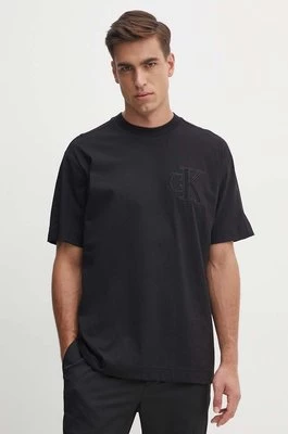 Calvin Klein Jeans t-shirt bawełniany męski kolor czarny z aplikacją J30J325657