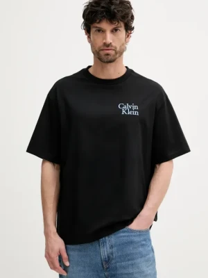 Calvin Klein Jeans t-shirt bawełniany męski kolor czarny z aplikacją LV04RC808G