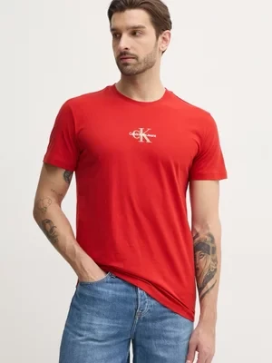 Calvin Klein Jeans t-shirt bawełniany męski kolor czerwony z aplikacją J30J325649