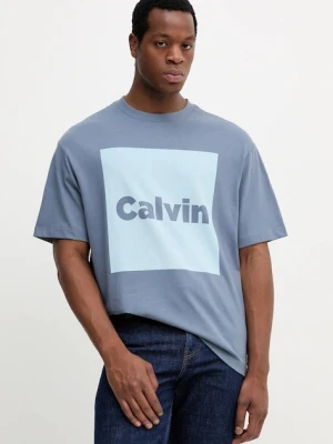 Calvin Klein Jeans t-shirt bawełniany męski kolor fioletowy z nadrukiem LV04RD813G