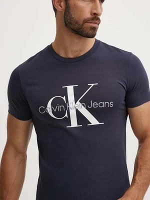 Calvin Klein Jeans t-shirt bawełniany męski kolor granatowy z nadrukiem J30J320935