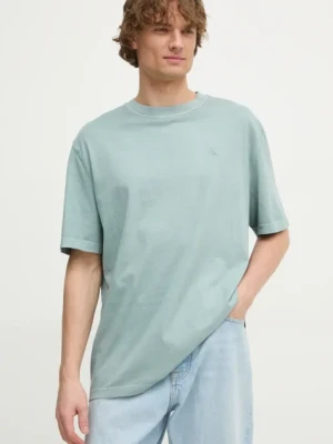 Calvin Klein Jeans t-shirt bawełniany męski kolor niebieski gładki J30J327078