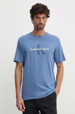 Calvin Klein Jeans t-shirt bawełniany męski kolor niebieski z nadrukiem 00040EM286