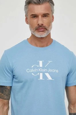 Calvin Klein Jeans t-shirt bawełniany męski kolor niebieski z nadrukiem