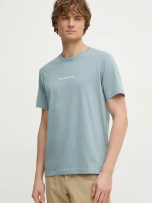 Zdjęcie produktu Calvin Klein Jeans t-shirt bawełniany męski kolor niebieski z nadrukiem J30J327075