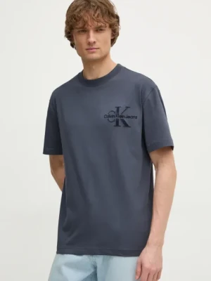 Calvin Klein Jeans t-shirt bawełniany męski kolor niebieski z nadrukiem J30J327107