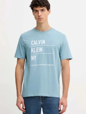 Calvin Klein Jeans t-shirt bawełniany męski kolor niebieski z nadrukiem LV04RD818G