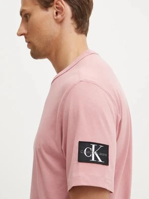 Calvin Klein Jeans t-shirt bawełniany męski kolor różowy gładki J30J323484