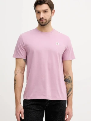Calvin Klein Jeans t-shirt bawełniany męski kolor różowy z aplikacją LV04RC272G