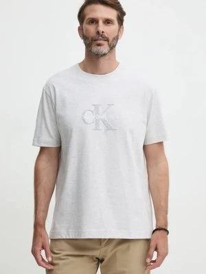 Calvin Klein Jeans t-shirt bawełniany męski kolor szary z aplikacją J30J326158