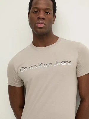 Calvin Klein Jeans t-shirt bawełniany męski kolor szary z nadrukiem J30J325676