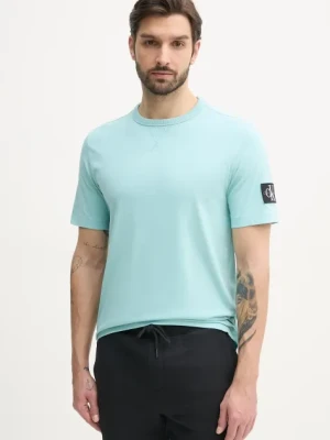 Calvin Klein Jeans t-shirt bawełniany męski kolor turkusowy gładki J30J323484