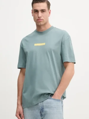 Calvin Klein Jeans t-shirt bawełniany męski kolor turkusowy z nadrukiem J30J327524