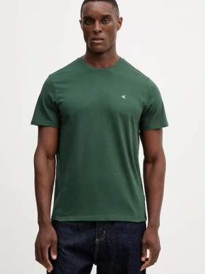 Calvin Klein Jeans t-shirt bawełniany męski kolor zielony gładki LV04RD254G