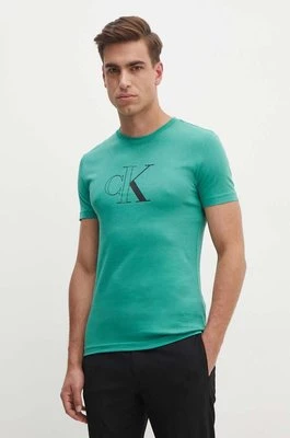 Calvin Klein Jeans t-shirt bawełniany męski kolor zielony z nadrukiem J30J325678