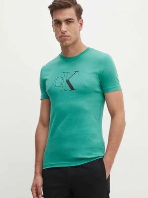 Calvin Klein Jeans t-shirt bawełniany męski kolor zielony z nadrukiem J30J325678