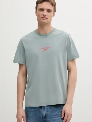Calvin Klein Jeans t-shirt bawełniany męski kolor zielony z nadrukiem LV04RB824G