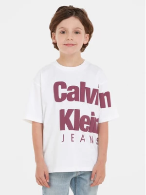Calvin Klein Jeans T-Shirt Blown Up Logo IB0IB01881 Biały Regular Fit