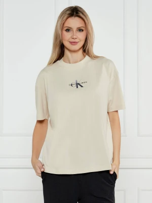 Calvin Klein Jeans T-shirt | Boyfriend fit beżowy