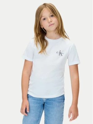 Calvin Klein Jeans T-Shirt Chest Monologo IU0IU00719 Biały Regular Fit