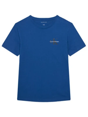 Calvin Klein Jeans T-Shirt Chest Monologo IU0IU00719 Niebieski Regular Fit