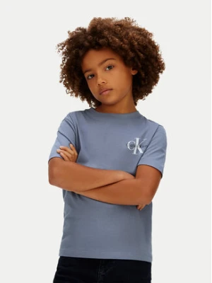 Calvin Klein Jeans T-Shirt Chest Monologo LV1CKSJA32 Niebieski Regular Fit