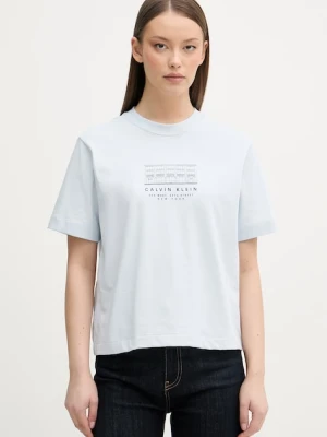 Calvin Klein Jeans T-shirt damski bawełniany niebieski