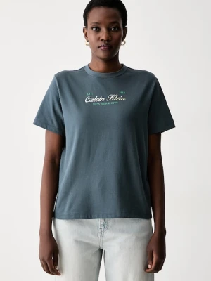 Calvin Klein Jeans T-shirt damski bawełniany niebieski